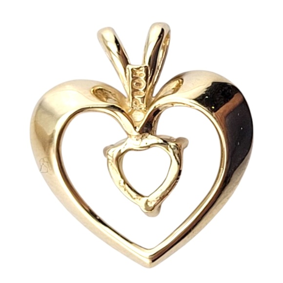 10 Karat Yellow Gold Opal Open Heart Pendant #21134 - Picture 1 of 10